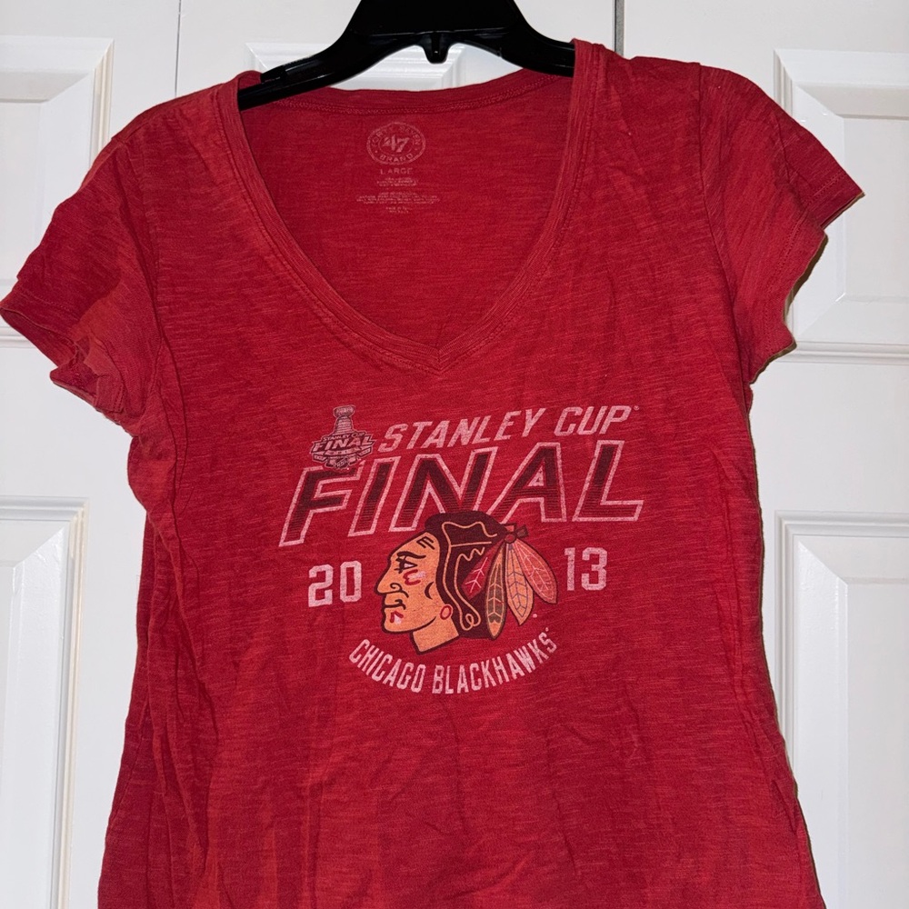 Red Chicago Blackhawks Stanley Cup Final v-neck T-Shirt
